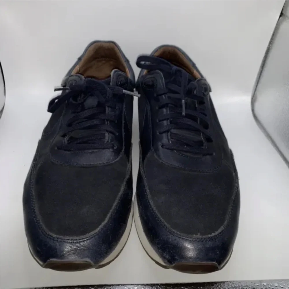 Johnston & Murphy Malek Casual Sneakers Navy Blue Calkskin/ Suede US 8.5D